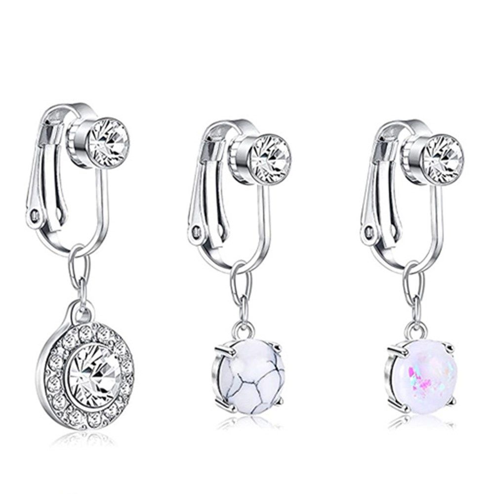 Body Jewelry And Earrings - ファッション女性用クリップオンイヤリング、軟骨クリップ、へそリング、フェイクへそピアス、フェイクへそリング、ボディジュエリー、へそリング