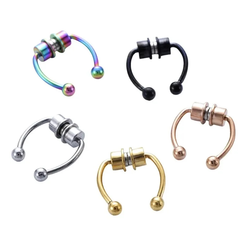 Body Jewelry Nose - 1/2/3 個の偽磁気鼻リング、フェイクピアス鼻リング、非ピアスセプタムリング、クリップオンステンレス鋼マグネットリング