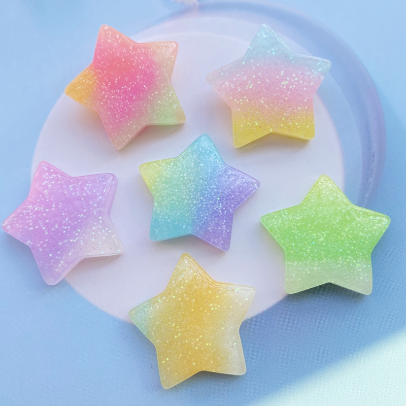 Star Flat Back - スクラップブッキング用レジンカボション,10個,カラフルなスターがちりばめられたキュートなカワイイ,フラットバック,手作りジュエリー,装飾アクセサリー,h110