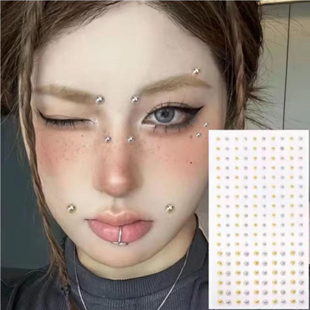 Body Jewelry Nose - 58-180個セット ノンピアスリップネイルステッカー 自己粘着性 再利用可能 フェイクリップネイル 眉毛