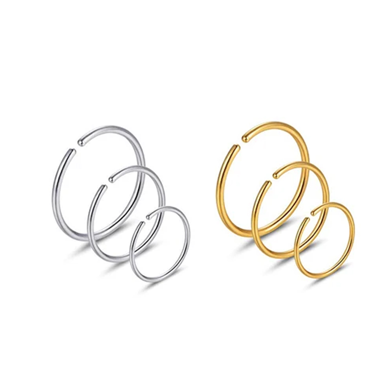 Body Jewelry Lot - 6個/ロット 低アレルギー性ノーズリングフープ 316Lサージカルステンレス鋼 20G イヤリング 軟骨