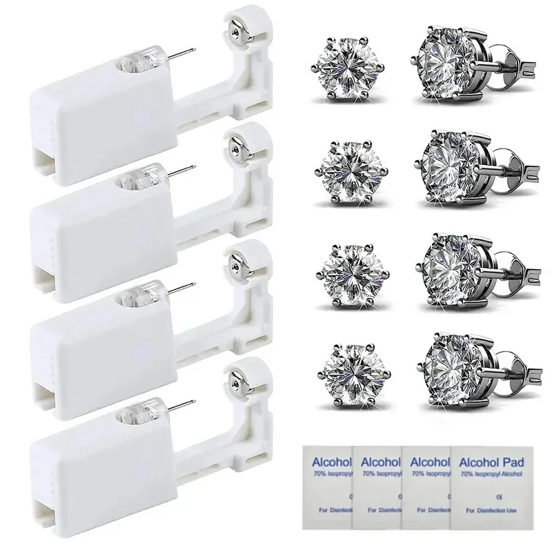 Body Jewelry Factory - 2-12個入り耳ピアスガンキット、無菌使い捨て、安全な鼻ピアスイヤリングピアサーツールマシンキット、スタッド、ボディジュエリー