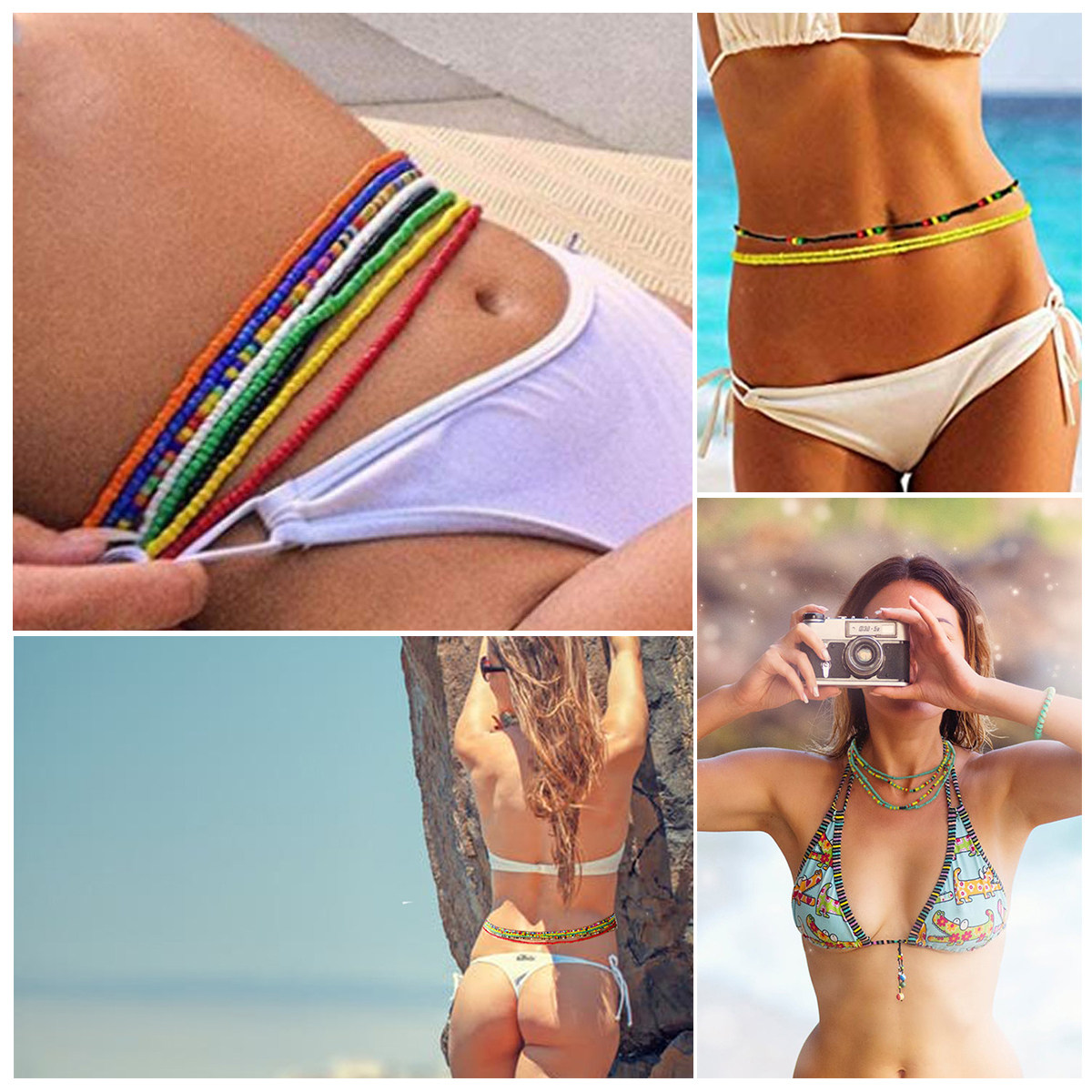 Body Jewelry Ideas - 水着やビキニに合わせる、おしゃれな4本セットのウエストチェーン。ビーチで活躍するアクセサリーとして、またプレゼントにも最適。