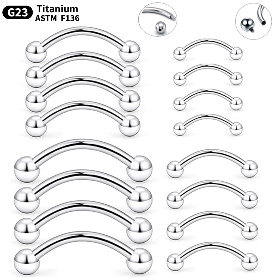Eyebrow Curved Barbell - 1Pc チタンピアス湾曲バーベル眉毛リングバナナピアス内外糸軟骨ルークピアスジュエリー