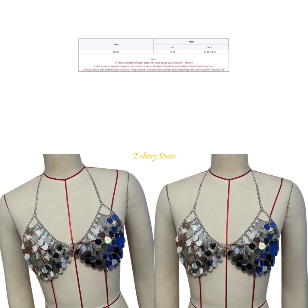 Body Jewelry Vest - n58fお祝いのスパンコールベストトップペアとダンスの練習やパーティーの衣装のためのチェーン