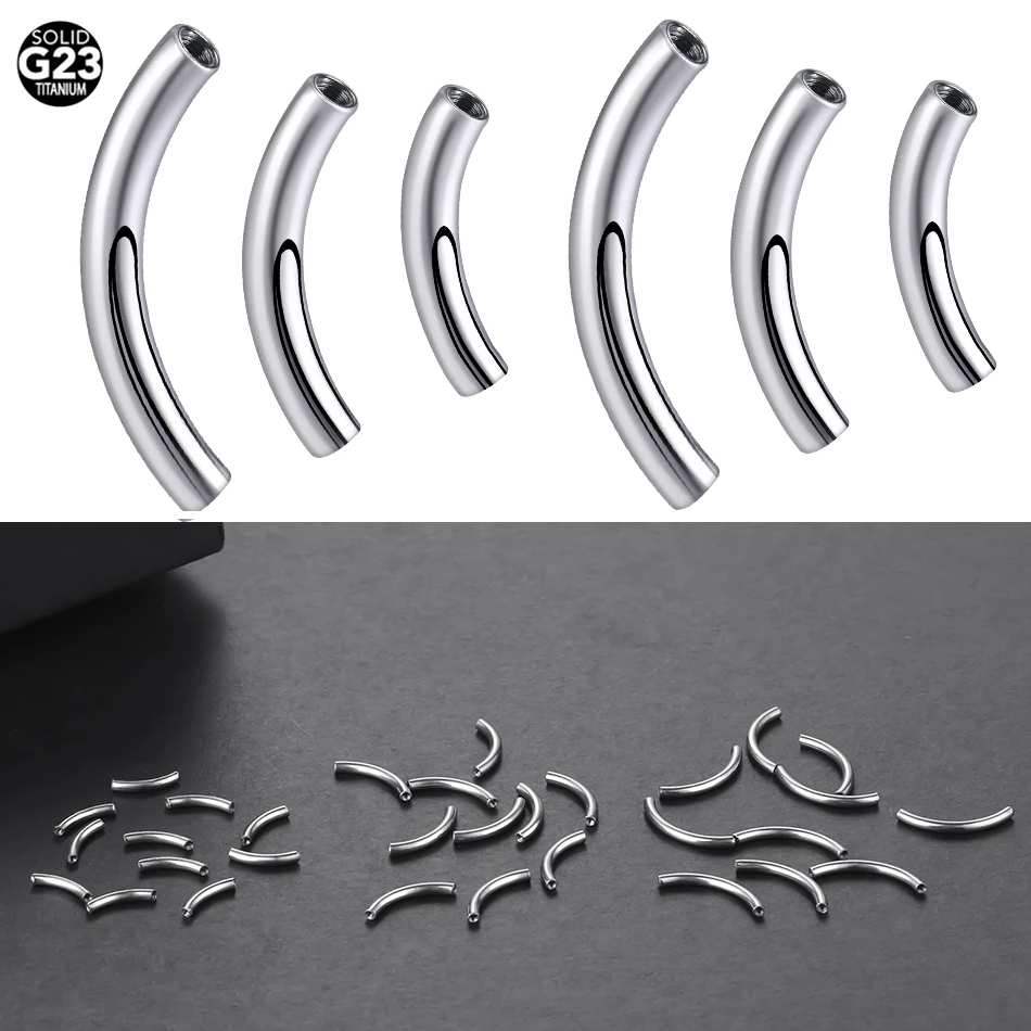 Eyebrow Curved Barbell - 10 ピース/セット G23 チタン雌ねじ湾曲バーパーツ眉毛へそリングバーベルポストのみ交換アクセサリー