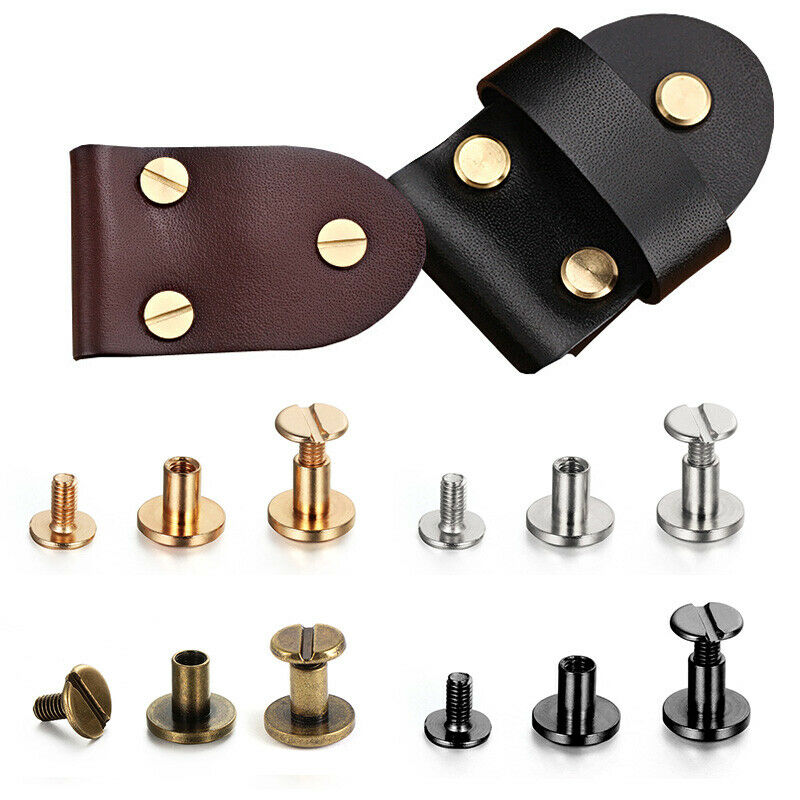 Body Jewelry Chicago - 10 セット/20 個フラットベルトネジネイルリベットシカゴネジ固体メスリベットスロットスタッドヘッド荷物革金属クラフトネジ