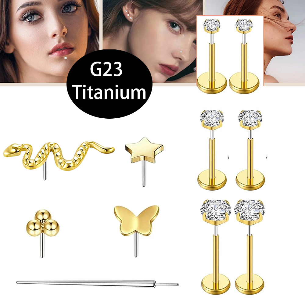 Body Jewelry Factory - 50個/ロット 工場直送 混合形状 CZ プッシュイン ラブレットスタッド