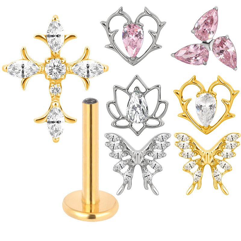 Body Jewelry Factory - ASTM F136チタン製イヤピアス、バタフライロータスイヤリング、CZパヴェネジアスイヤースタッド、トラガスリップリング、工場直送ボディピアスジュエリー