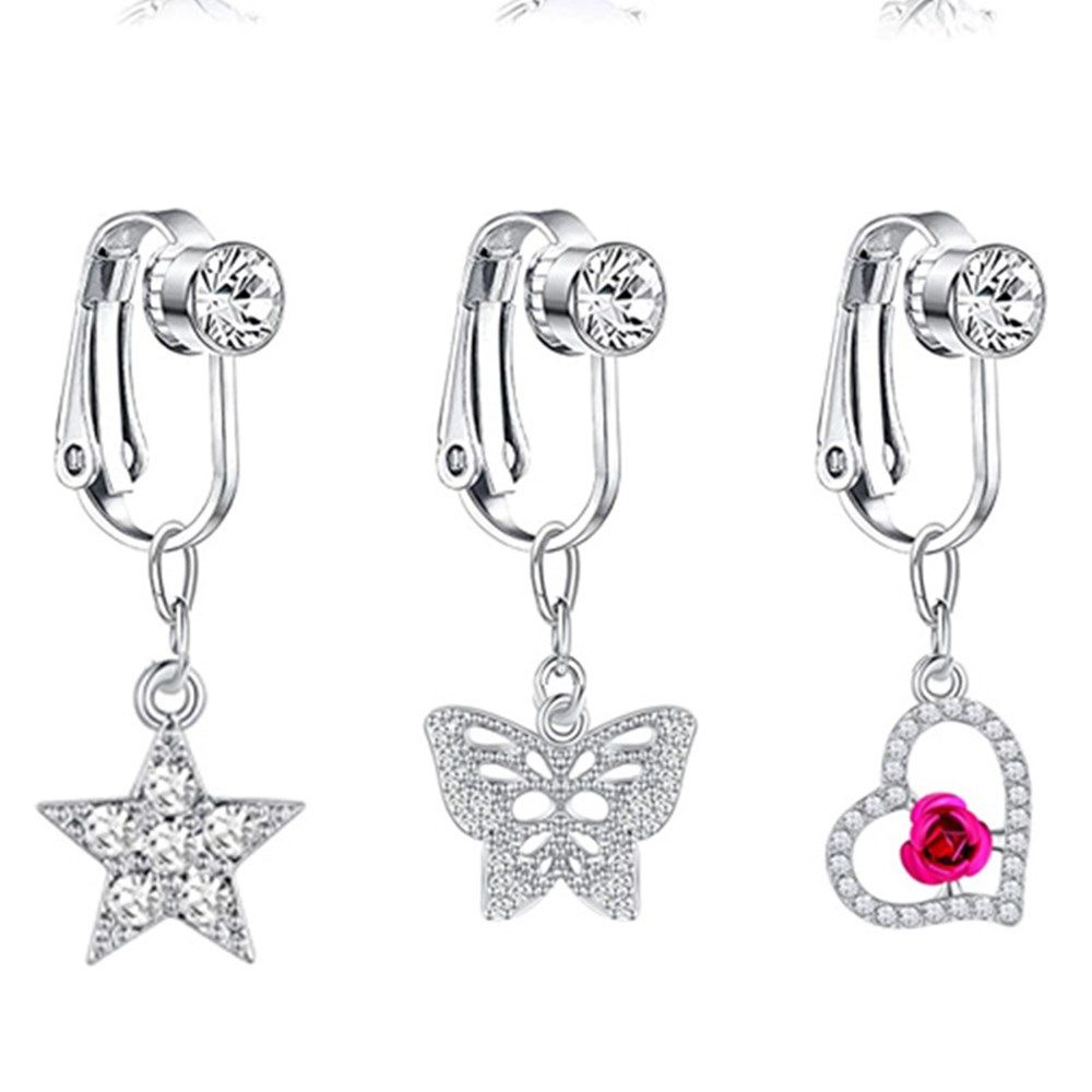 ファッション女性用クリップオンイヤリング、軟骨クリップ、へそ - Body Jewelry And Earrings のレビューと価格