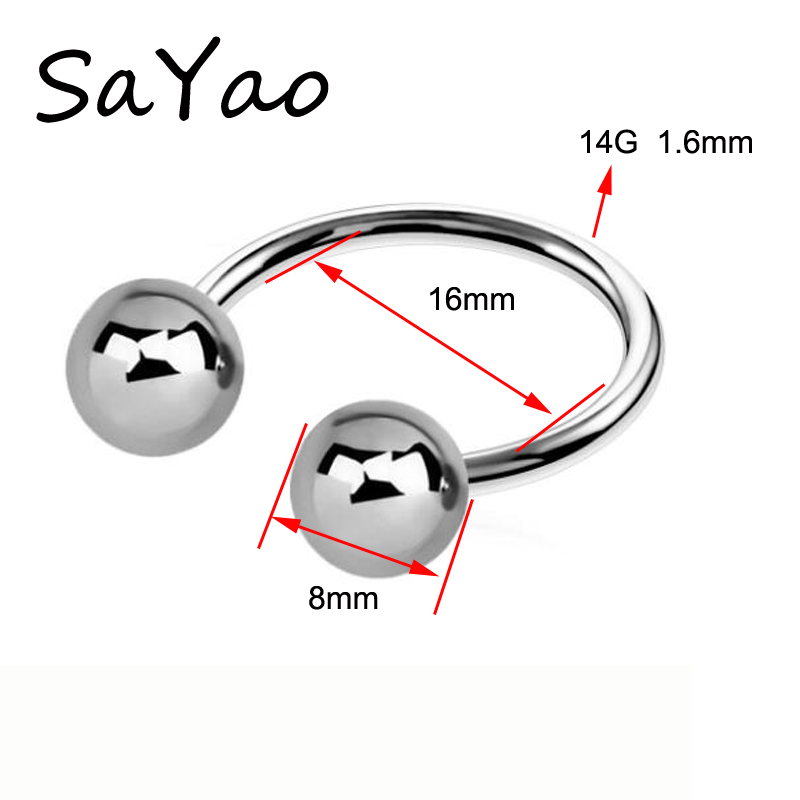 ビッグボールステンレス鋼バーベル馬蹄リング眉毛バナナ湾曲耳珠 - Eyebrow Curved Barbell のレビューと価格