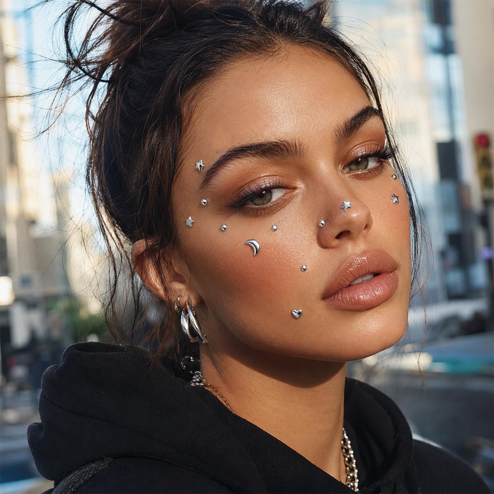 偽穿孔ボール貼り鼻釘偽眉毛唇カフメデューサリップ釘粘着星面宝 - Body Jewelry Nose のレビューと価格