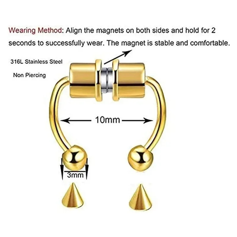 1/2/3 個の偽磁気鼻リング、フェイクピアス鼻リング、非ピ - Body Jewelry Nose のレビューと価格