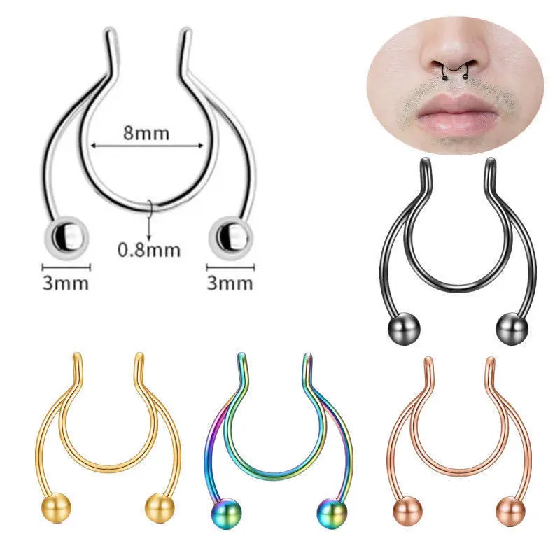 U 字型偽鼻リングヒップフープセプタムロックステンレス鋼クリ - Body Jewelry Nose のレビューと価格