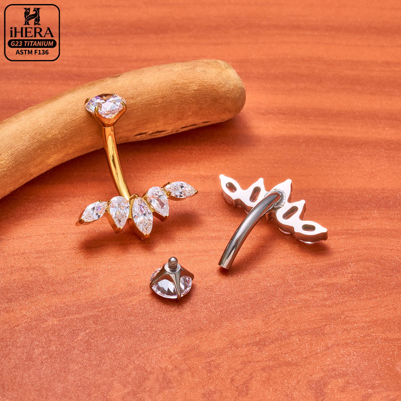 クラシックベーシックG23チタン製キラキラCZファンバゲット - Eyebrow Curved Barbell のレビューと価格