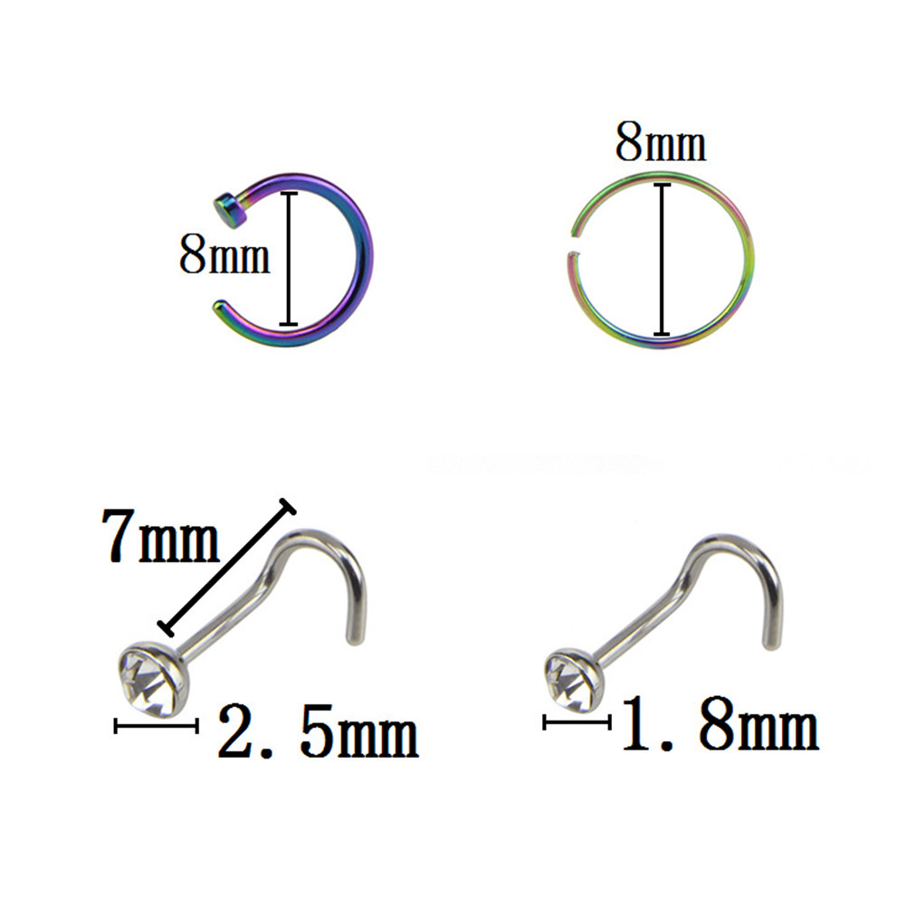 22個入り、女性用ステンレス製ノーズリングセット。アレルギー - Body Jewelry Ideas のレビューと価格