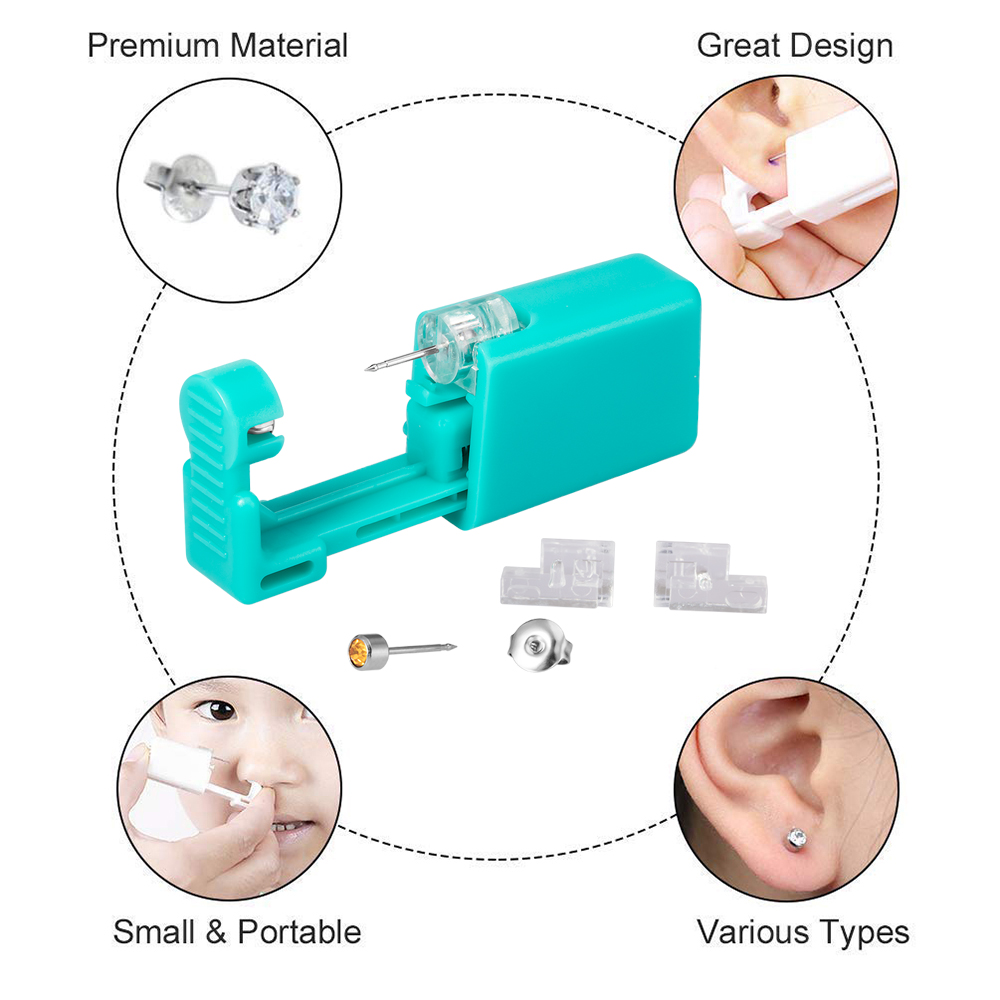 1個使い捨てグリーン耳ピアスツールマシン内蔵誕生石スタッドイ - Body Jewelry Factory のレビューと価格
