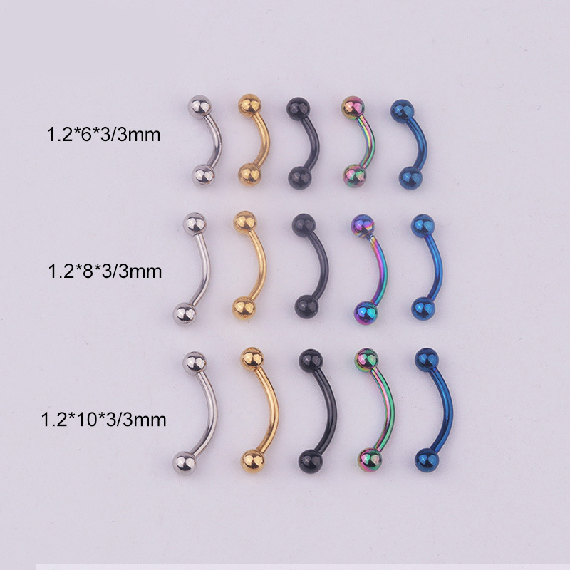 5個/ロット 16G 316Lステンレス鋼製カーブバーベル  - Eyebrow Curved Barbell のレビューと価格