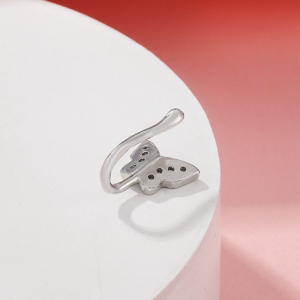 ラインストーンバタフライノーズリング ジルコン銅製クリップオ - Body Jewelry And Earrings のレビューと価格