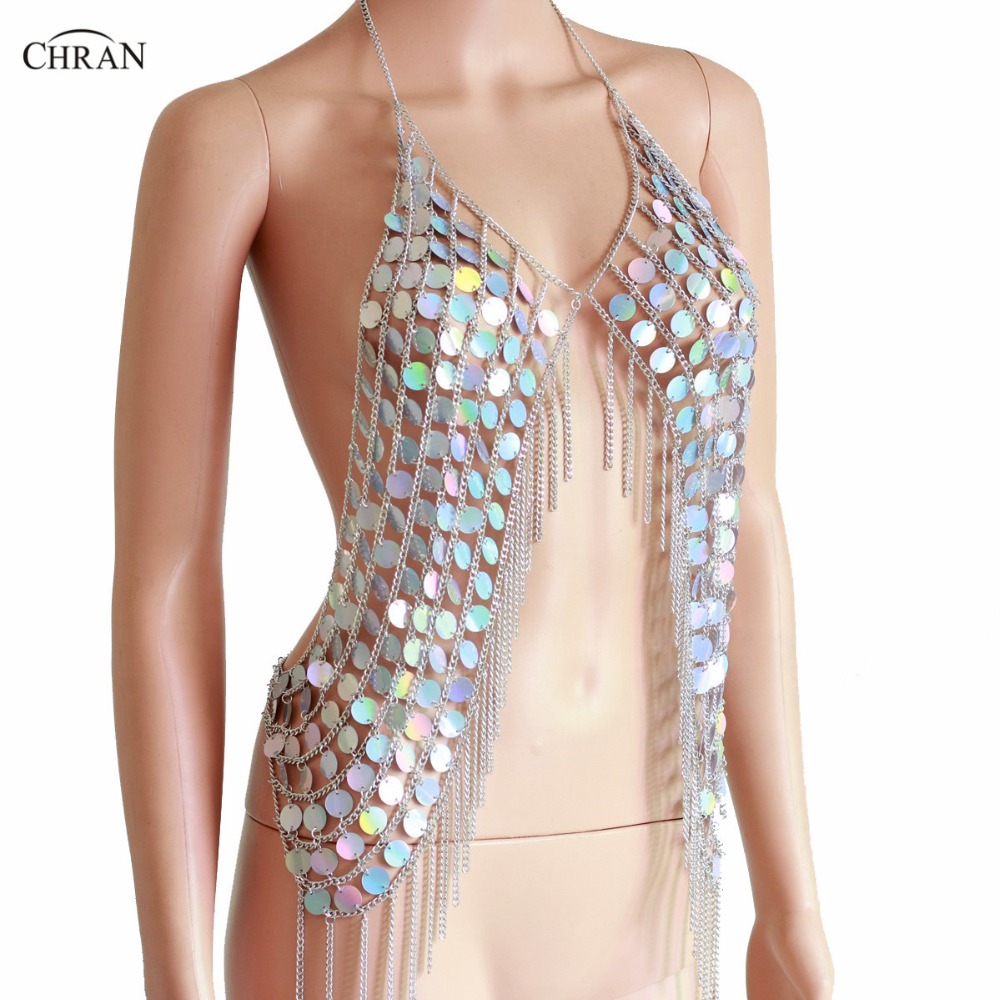 女性のためのセクシーなスパークリングベスト,人魚の形をしたト - Body Jewelry Vest のレビューと価格