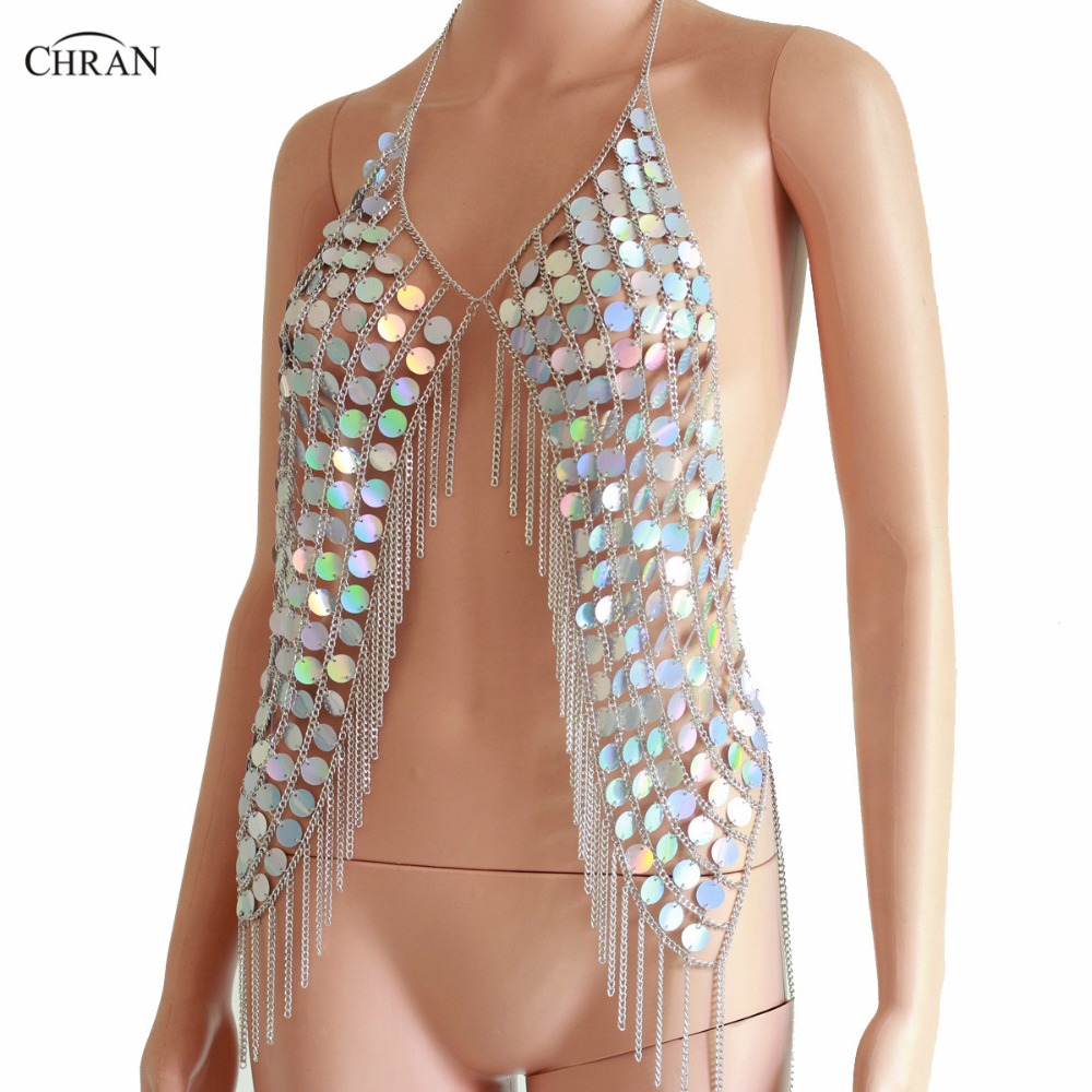 女性のためのセクシーなスパークリングベスト,人魚の形をしたト - Body Jewelry Vest のレビューと価格