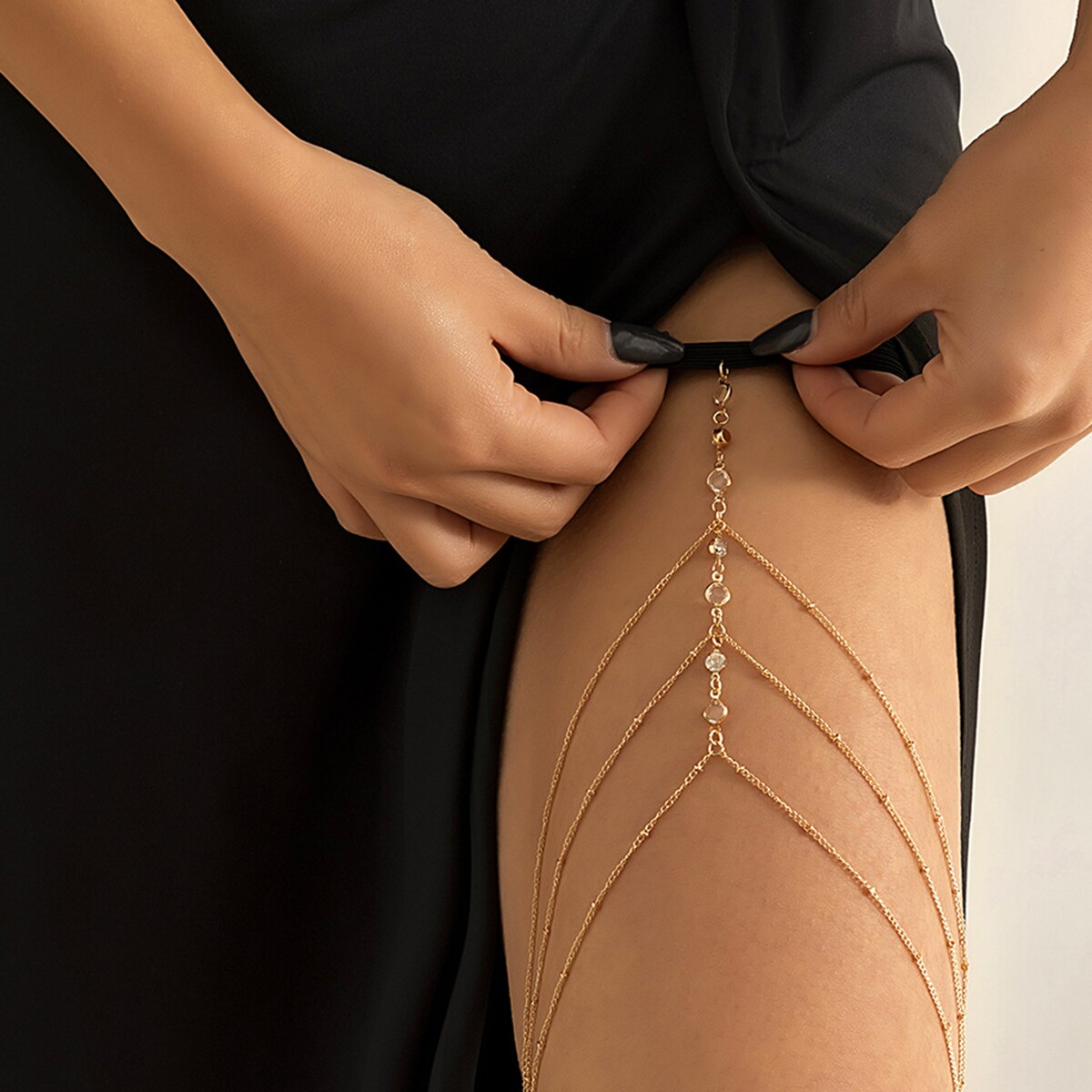 自由奔放に生きる弾性バンドクリスタル脚太ももチェーン女性の夏 - Body Jewelry Online のレビューと価格