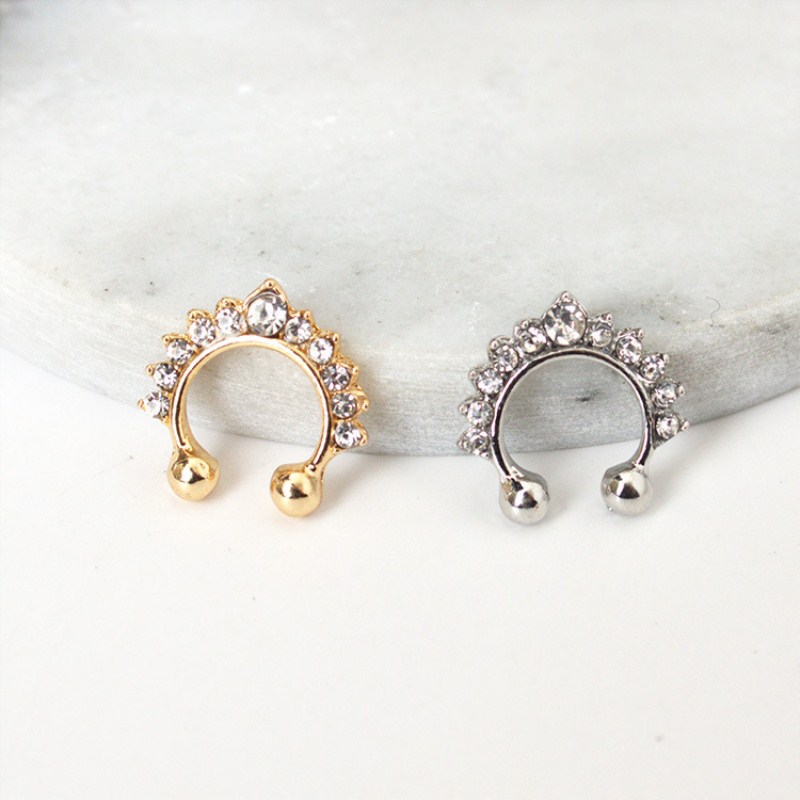 女性のためのU字型の偽の鼻とスタッド、ピアスの鼻の錠、クリス - Body Jewelry And Earrings のレビューと価格
