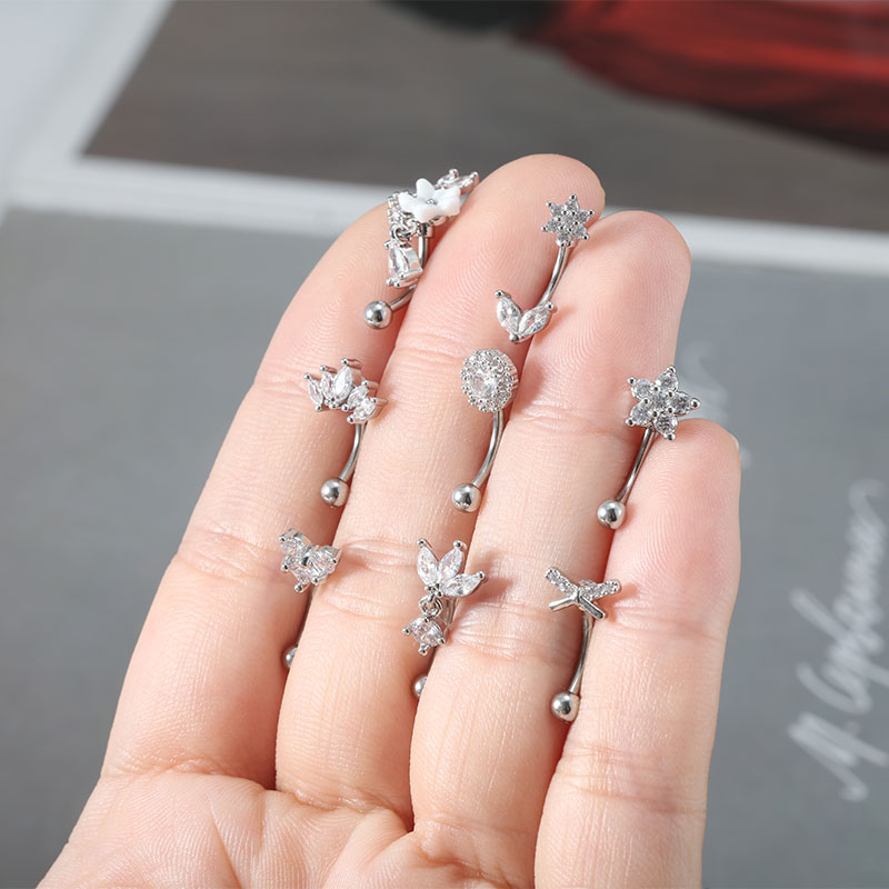 1個/ロット ステンレススチール バタフライCZカーブバーベ - Eyebrow Curved Barbell のレビューと価格
