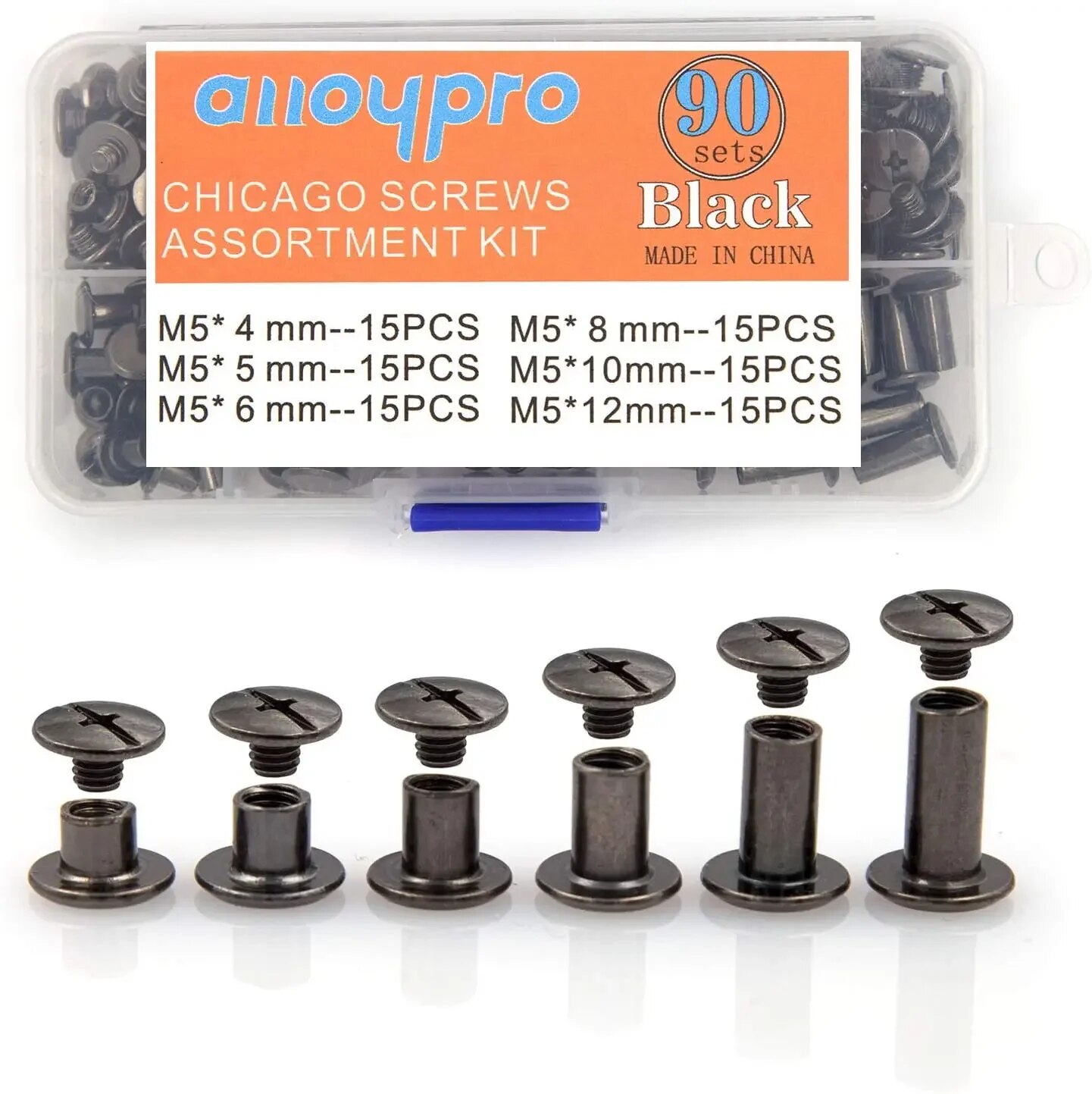 90セットシカゴネジキット、6サイズの丸型フラットヘッドレザ - Body Jewelry Chicago のレビューと価格
