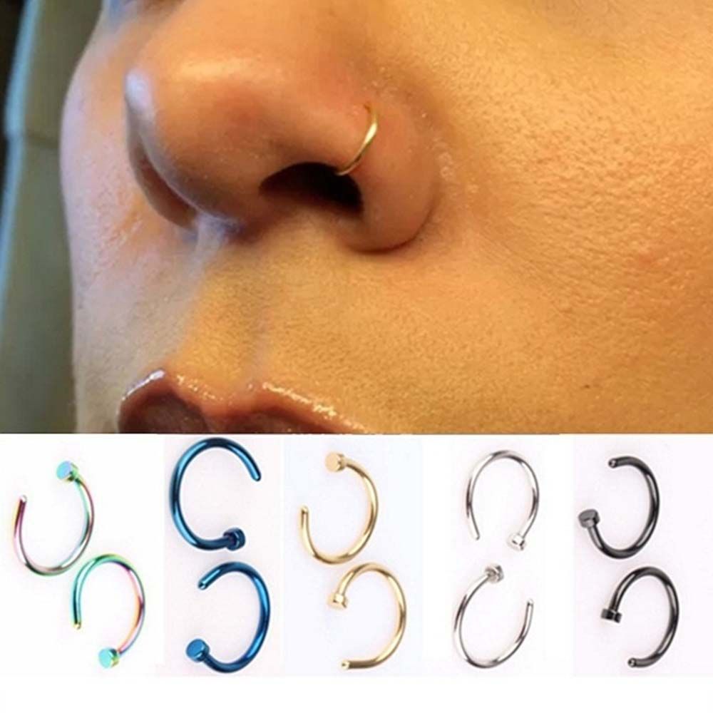 薄いセプタムC型スタッドピアス、円形ステンレススチールフープ - Body Jewelry And Earrings のレビューと価格