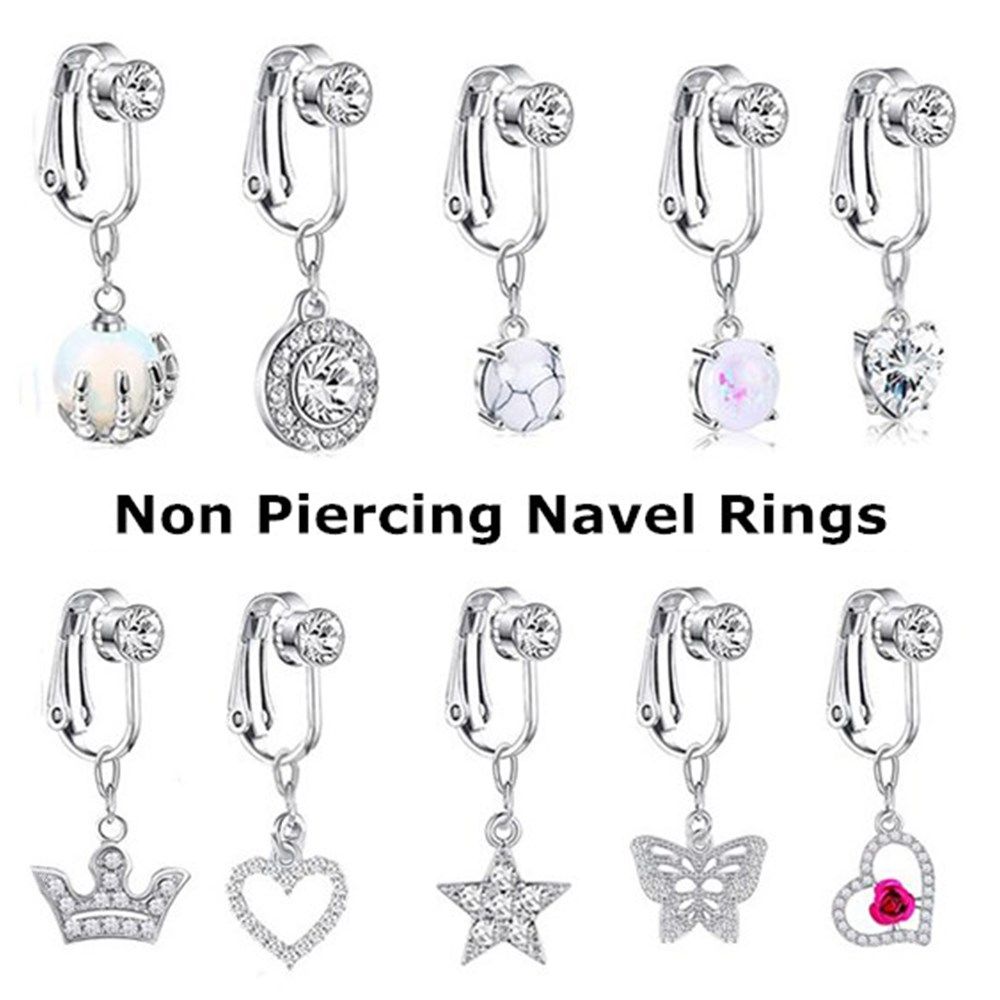 蝶々クリップ式イヤリング、ノンピアスベリーボタンリング、フェ - Body Jewelry And Earrings のレビューと価格