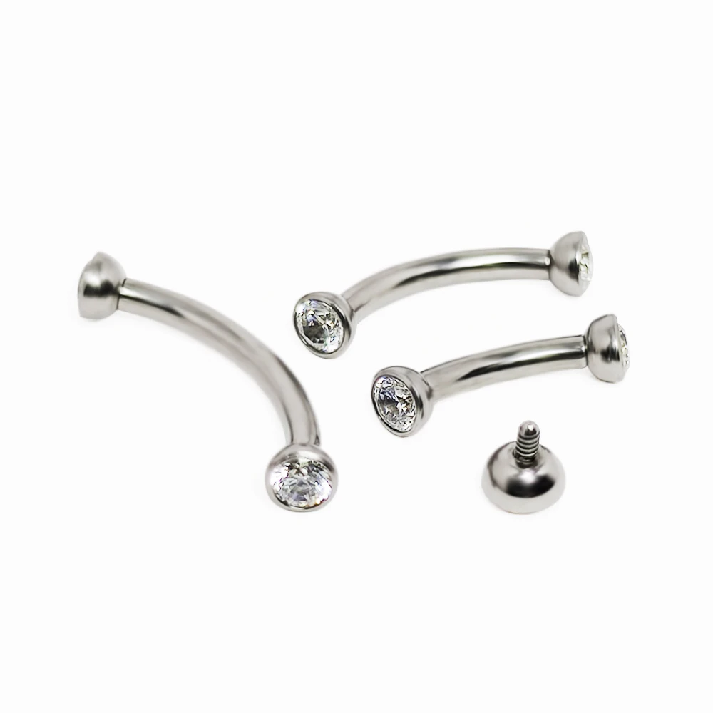 F136 チタンピアス眉毛ジルコン軟骨イヤリングピアス雌ねじ - Eyebrow Curved Barbell のレビューと価格