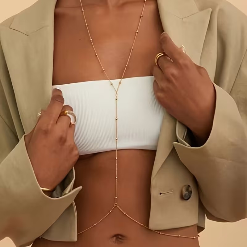 ファッションシンプルなビーズチェーンボヘミアン女性のボディチ - Body Jewelry Online のレビューと価格