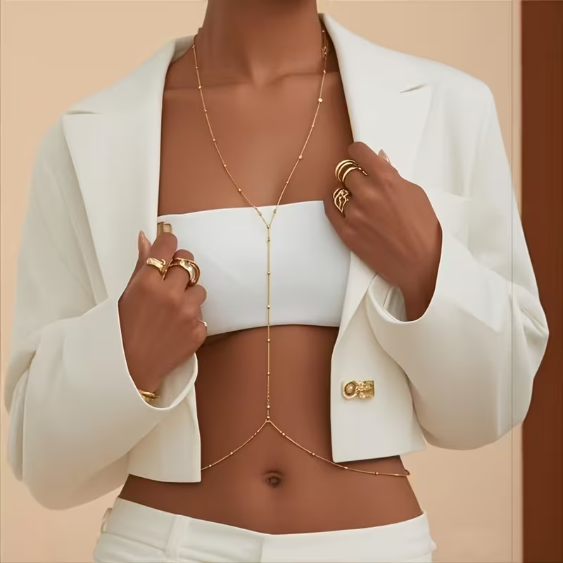 ファッションシンプルなビーズチェーンボヘミアン女性のボディチ - Body Jewelry Online のレビューと価格
