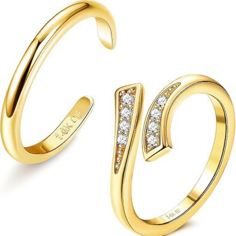 14Kゴールドメッキ調整可能ジルコンフットリング2個セット、 - Body Jewelry Lot のレビューと価格