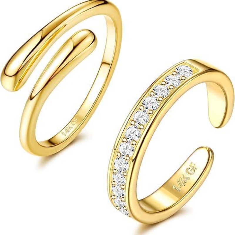 14Kゴールドメッキ調整可能ジルコンフットリング2個セット、 - Body Jewelry Lot のレビューと価格