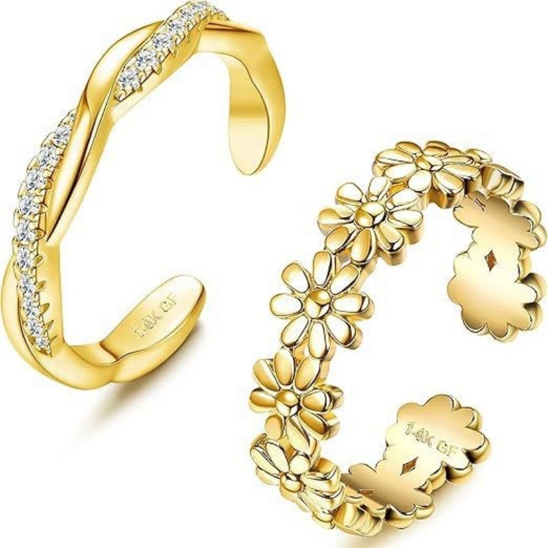 14Kゴールドメッキ調整可能ジルコンフットリング2個セット、 - Body Jewelry Lot のレビューと価格
