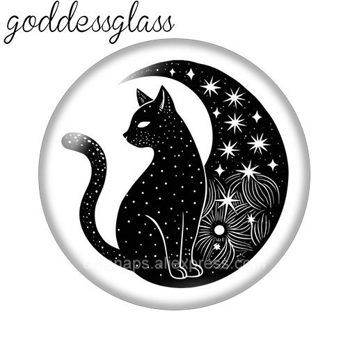 Moon&Star 黒猫かわいい絵愛猫 10p 12mm/1 - Star Flat Back のレビューと価格