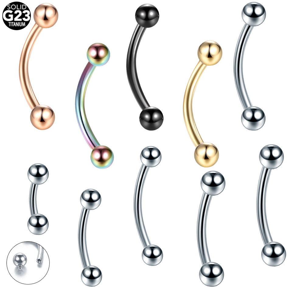 10 ピース/ロット G23 チタン眉毛バナナピアスリング湾 - Eyebrow Curved Barbell のレビューと価格