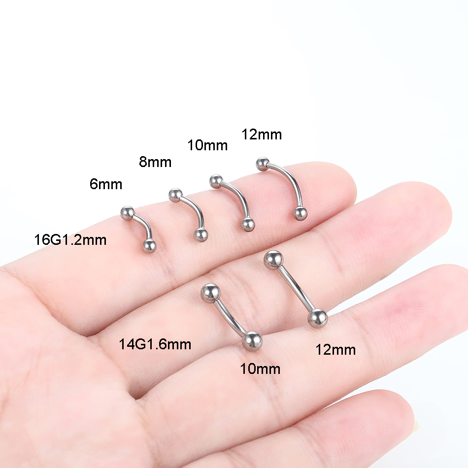 10 ピース/ロット G23 チタン眉毛バナナピアスリング湾 - Eyebrow Curved Barbell のレビューと価格
