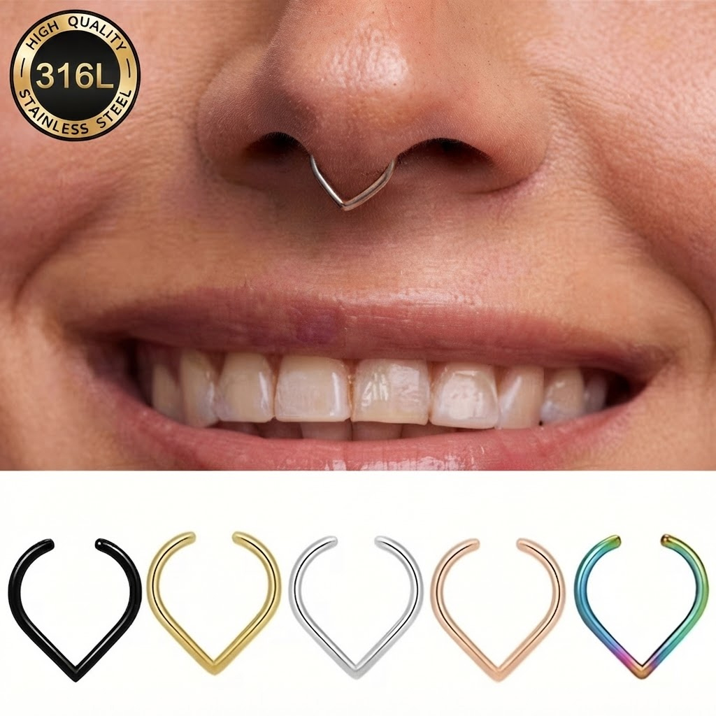 5個セット ステンレス製 フェイクノーズリング カフセット  - Body Jewelry And Earrings のレビューと価格