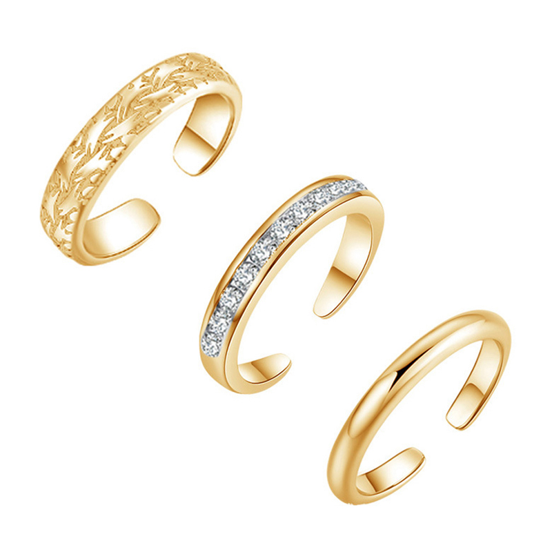 トリオセット レディース トゥリング、18K金メッキ、サイズ - Body Jewelry Lot のレビューと価格
