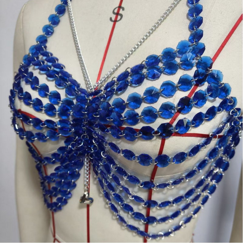 女性ボディチェストチェーンファッションセクシーな完全手作りビ - Body Jewelry Vest のレビューと価格