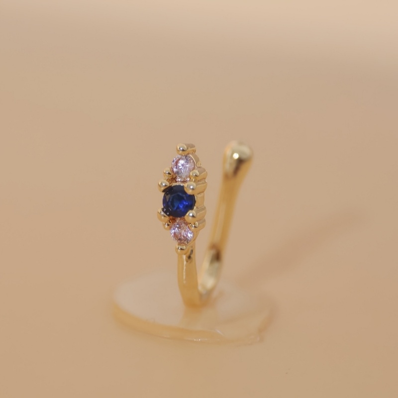 真鍮製のブルージルコンノーズクリップ1個セット、女性用ボヘミ - Body Jewelry Nose のレビューと価格