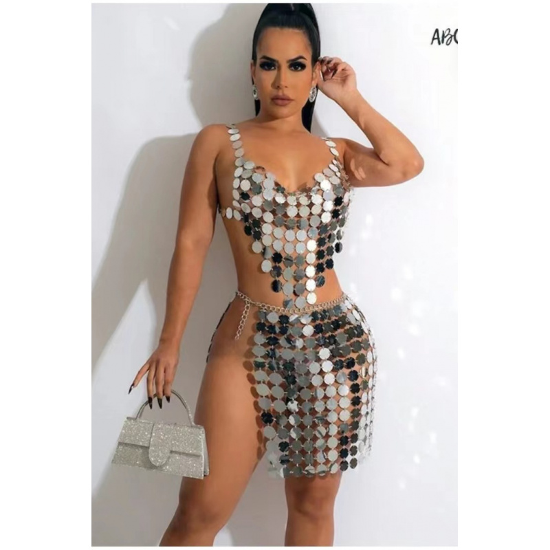 女性用ボディジュエリーベスト アクリルスパンコール チェスト - Body Jewelry Vest のレビューと価格