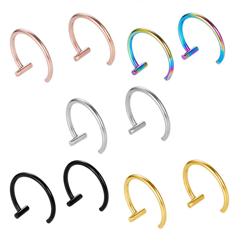 18Gサージカルスチール製リップリング、ハーフフープイヤリン - Body Jewelry And Earrings のレビューと価格