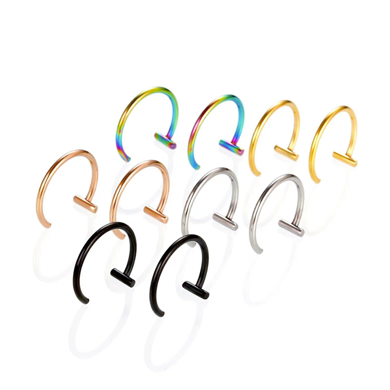 18Gサージカルスチール製リップリング、ハーフフープイヤリン - Body Jewelry And Earrings のレビューと価格
