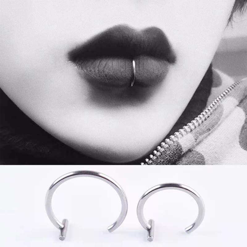 18Gサージカルスチール製リップリング、ハーフフープイヤリン - Body Jewelry And Earrings のレビューと価格
