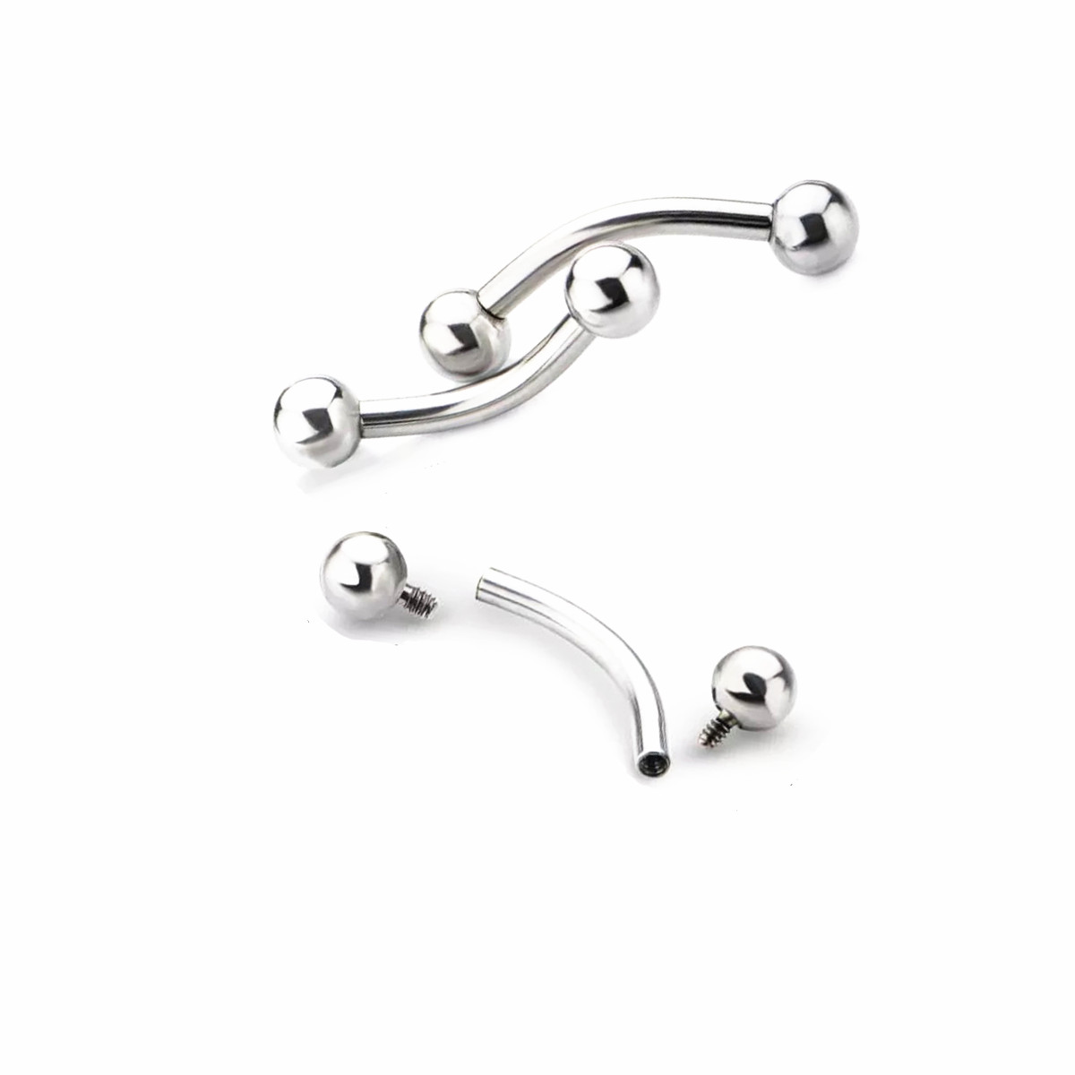 10個 ASTM F136 チタン 14G 16G カーブバ - Eyebrow Curved Barbell のレビューと価格