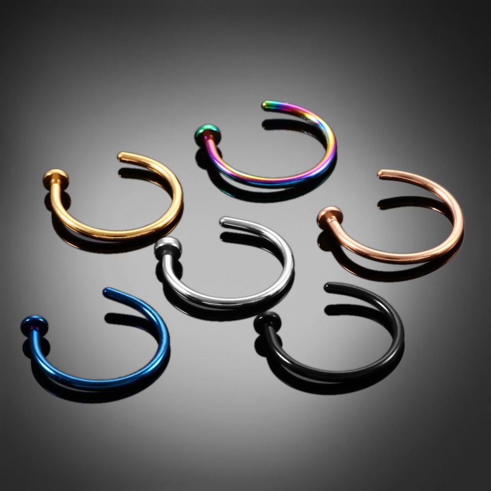 女性用薄型ステンレススチール製C型フープスタッドピアス、ボデ - Body Jewelry And Earrings のレビューと価格